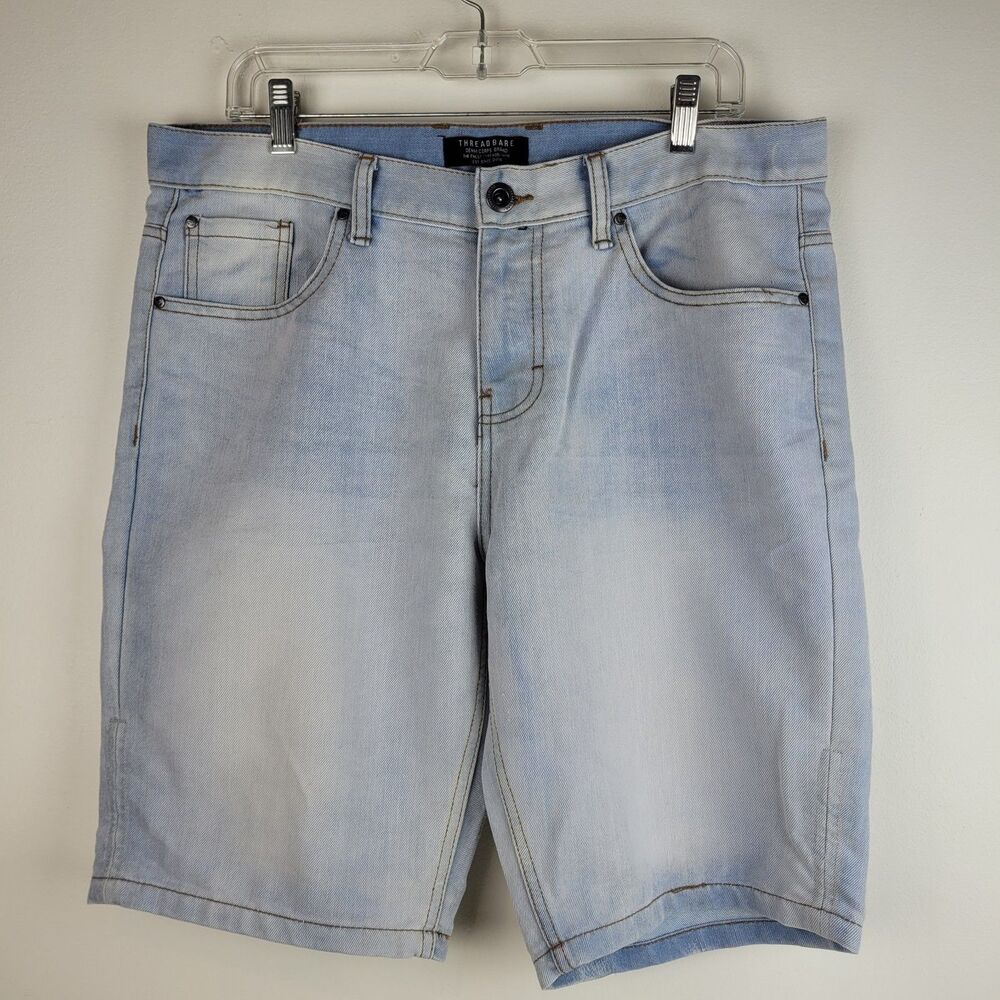 Threadbare men's light wash mid rise denim shorts size 36 casual classic retro
